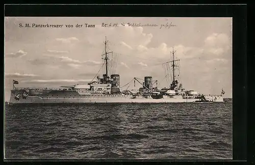 AK S. M. Kriegsschiff von der Tann vor der Küste