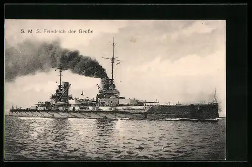 AK S. M. S. Kriegsschiff Friedrich der Grosse in voller Fahrt