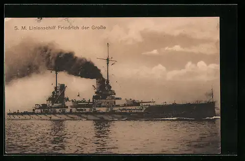 AK S. M. Kriegsschiff Friedrich der Grosse in voller Fahrt
