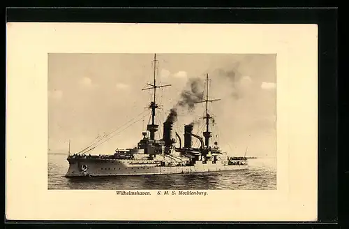 AK Wilhelmshaven, S. M. S. Kriegsschiff Mecklenburg in Fahrt