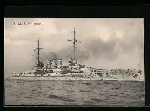 AK S. M. S. Kriegsschiff Helgoland auf hoher See