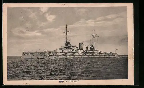 AK S. M. S. Kriegsschiff Nassau auf hoher See
