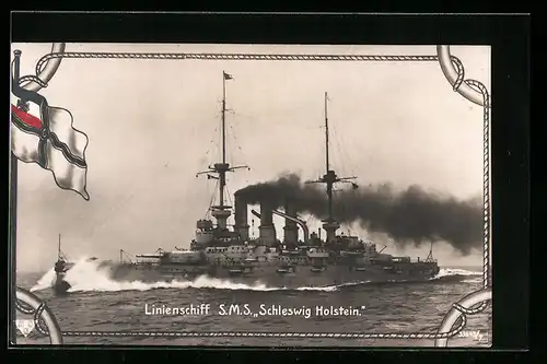 AK S. M. S. Kriegsschiff Schleswig Holstein in voller Fahrt