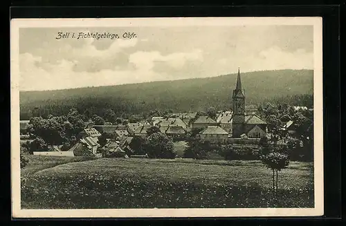 AK Zell /Fichtelgeb., Panorama mit Kirche