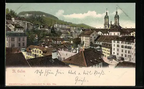 AK St. Gallen, Teilansicht mit Kirche