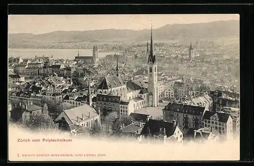 AK Zürich, Teilansicht mit Kirche vom Polytechnikum