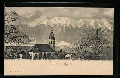 AK Thun, Ortspartie mit Kirche