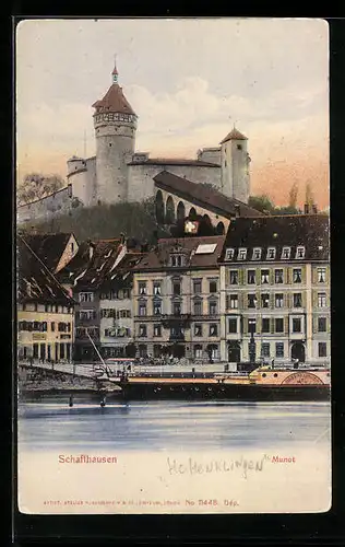 AK Schaffhausen, Munot mit Dampfer Hohenklingen