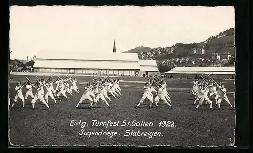 AK St. Gallen, Eidgenössisches Turnfest 1922, Jugendriege: Stabreigen