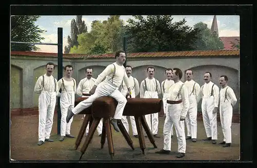 AK Turner bei Übungen am Pferd im Freien