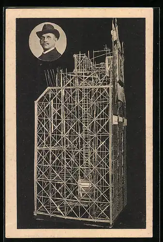 AK Goslar a. H., Kunstuhr aus Strohhalmen gefertigt, August Lehrke, Eisenbahner