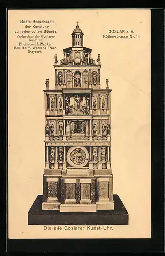 AK Goslar a. H., Die alte Goslarer Kunst-Uhr, Kötherstrasse 11
