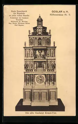 AK Goslar a. H., Die alte Goslarer Kunst-Uhr, Kötherstrasse 11