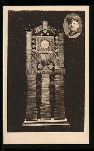 AK Goslar a. H., Kunstuhr aus Strohhalmen gefertigt, August Lehrke, Eisenbahner