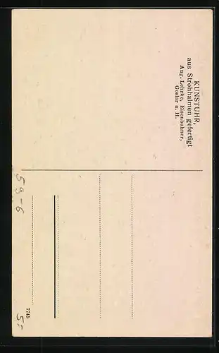 AK Goslar a. H., Kunstuhr aus Strohhalmen gefertigt, August Lehrke, Eisenbahner