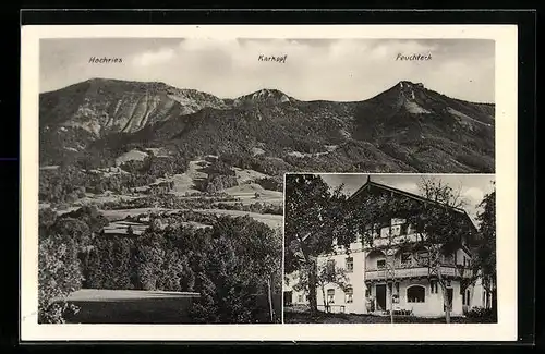 AK Esbaum bei Törwang, Gasthof zur Hochries Wolfg. Huber, Bergpanorama