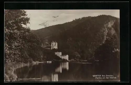AK Wartha /Bez. Breslau, Partie an der Neisse