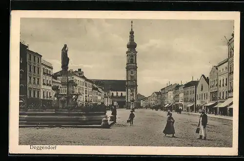 AK Deggendorf, Hauptplatz mit Kirche