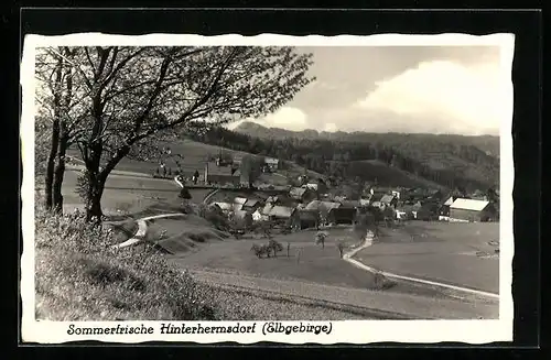 AK Hinterhermsdorf (Elbgebirge), Gesamtansicht von einem Berg aus