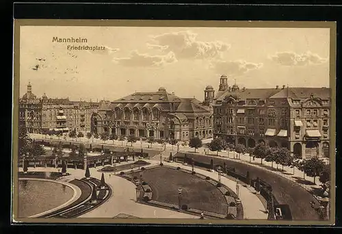 AK Mannheim, Friedrichsplatz aus der Vogelschau