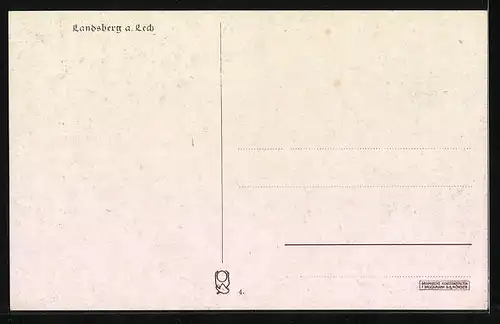 Künstler-AK Landsberg a. Lech, Ortsansicht aus der Vogelschau