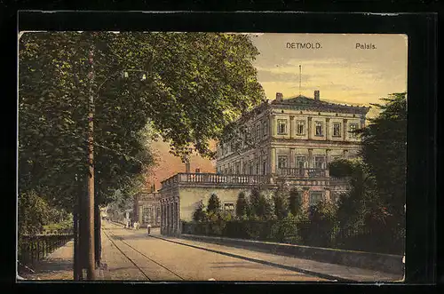 AK Detmold, Strassenpartie mit Palais