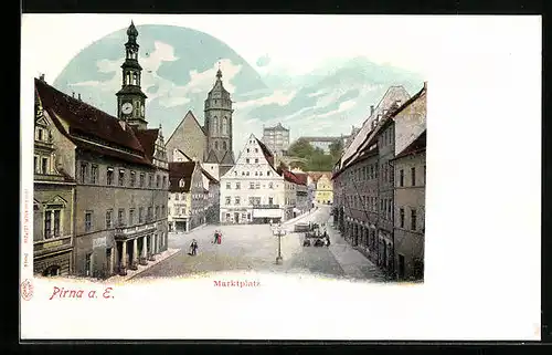 AK Pirna a. Elbe, Marktplatz