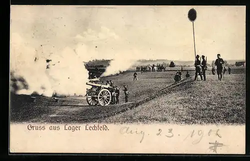 AK Lager Lechfeld, Truppenübungsplatz-Artillerie in Feuerstellung