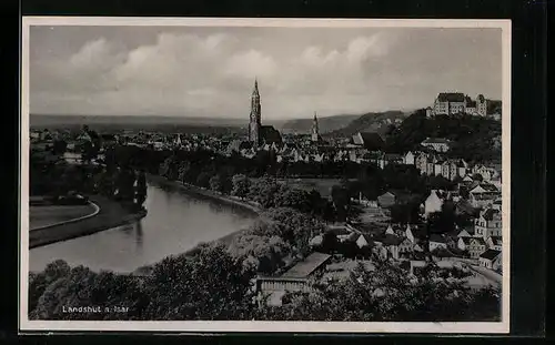AK Landshut a. Isar, Gesamtansicht aus der Vogelschau