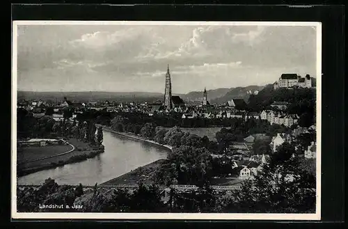 AK Landshut a. Isar, Totalansicht aus der Vogelschau
