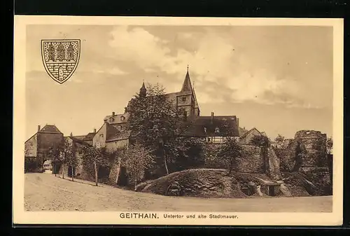 AK Geithain, Untertor und alte Stadtmauer