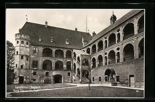 AK Landshut in Bayern, Hof der Burg Trausnitz