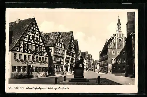 AK Dinkelsbühl, Marktplatz mit Hotel goldne Rose