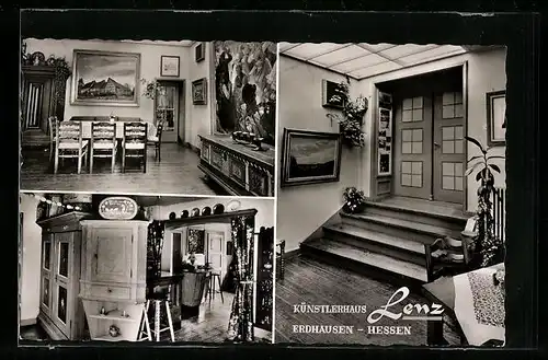 AK Erdhausen /Hessen, Drei Ansichten vom Künstlerhaus Lenz