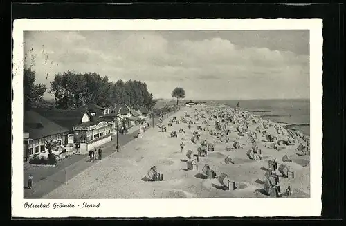 AK Ostseebad Grömitz, Strand aus der Vogelschau