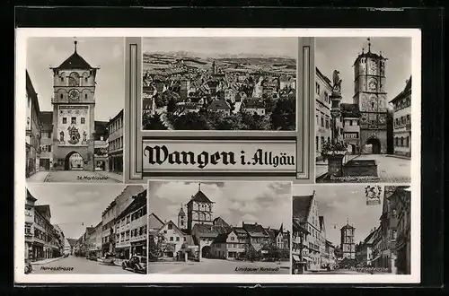 AK Wangen im Allgäu, Ortsansicht, St. Martinstor, Herrenstrasse, Lindauer Vorstadt, Ravensburgertor