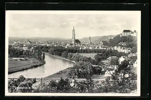 AK Landshut a. d. Isar, Gesamtansicht aus der Vogelschau