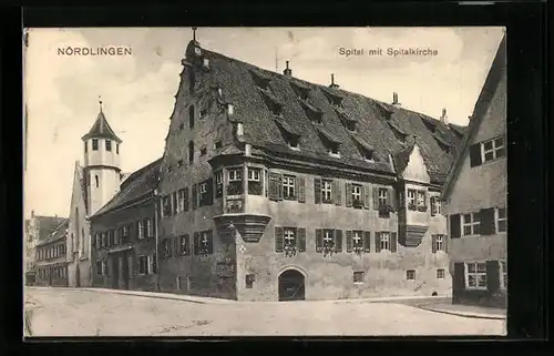 AK Nördlingen, Spital mit Spitalkirche