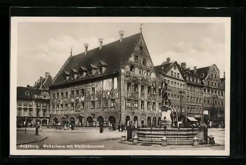 AK Augsburg, Weberhaus mit Merkurbrunnen
