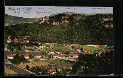 AK Jonsdorf i. S., Gesamtansicht von einem Berg aus gesehen