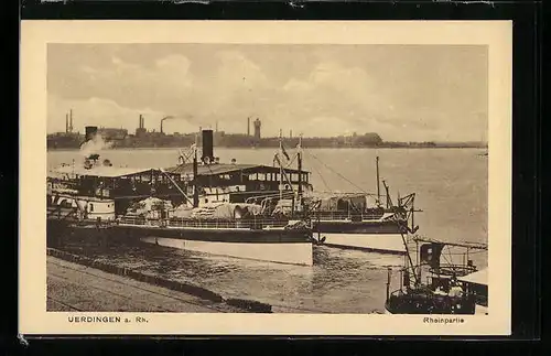 AK Uerdingen am Rh., Rheinpartie mit Dampfer