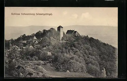 AK Schaumburg im Wesergebirge, Blick zum Schloss