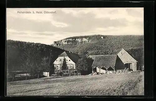 AK Hess. Oldendorf, Teilansicht mit Hohenstein