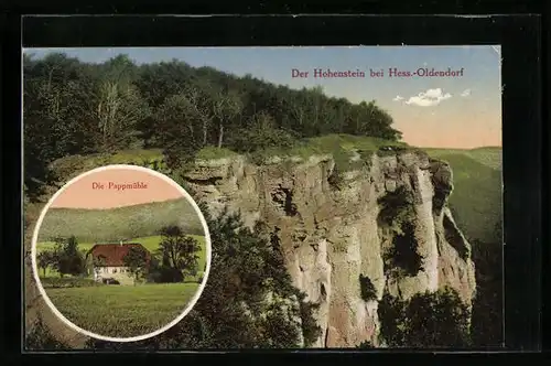 AK Hess. Oldendorf, Der Hohenstein und die Pappmühle