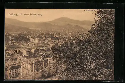 AK Freiburg i. B., Totalansicht vom Schlossberg