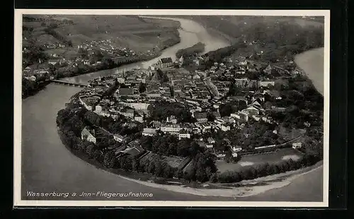 AK Wasserburg am Inn, Ortsansicht vom Flugzeug aus