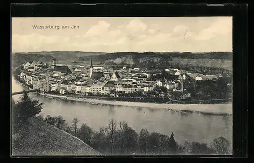 AK Wasserburg am Inn, Gesamtansicht aus der Vogelschau