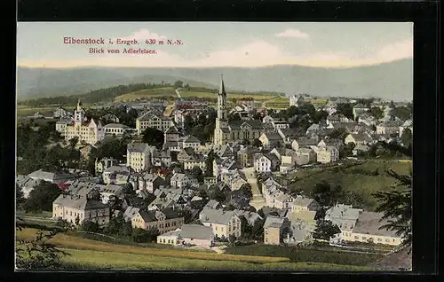 AK Eibenstock i. Erzgeb., Blick vom Adlerfelsen