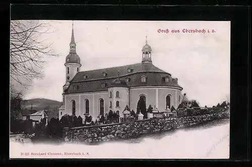 AK Eibenstock i. Erzgeb., Kirche mit Friedhof
