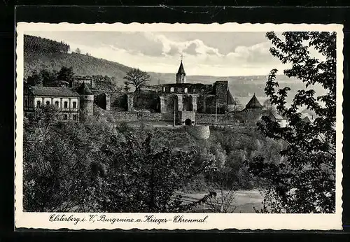 AK Elsterberg i. V., Burgruine und Krieger-Denkmal